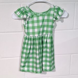 Nwot Green Checkered Kids Dress